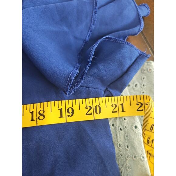 Roshop Blue Women's Top Blouse Tie Front Flared Sleeve Size Large - Picture 4 of 6